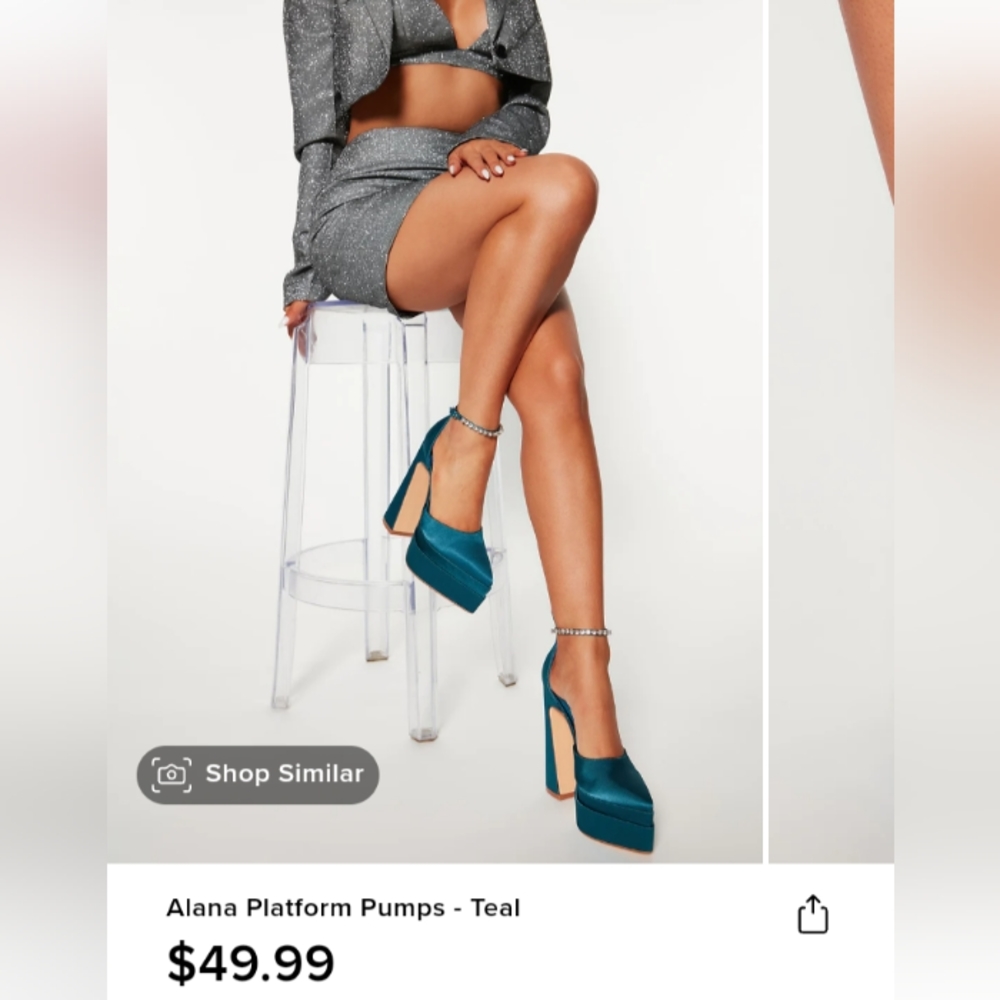 Fashion Nova Teal Platform Heels (Size 11)
